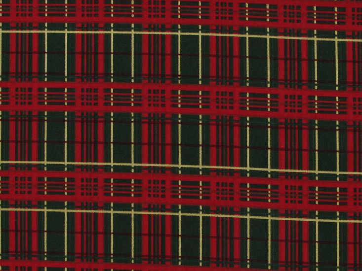 Festive Tartan Cotton Print, Green