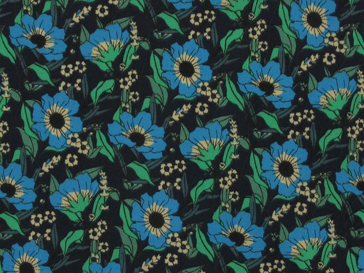 Field Blooms Polycotton Print, Navy