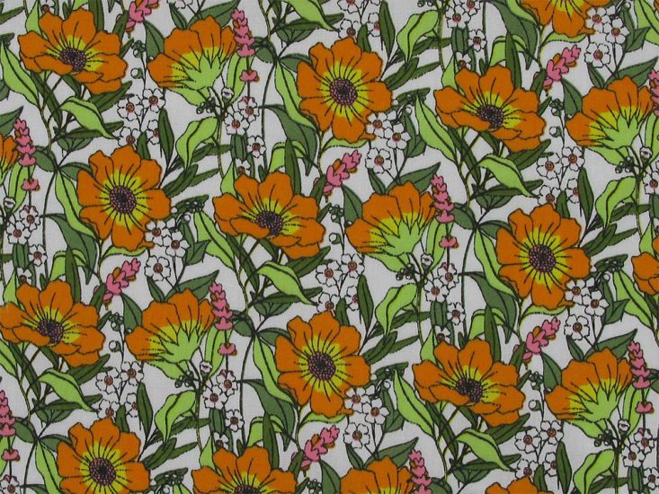 Field Blooms Polycotton Print, White
