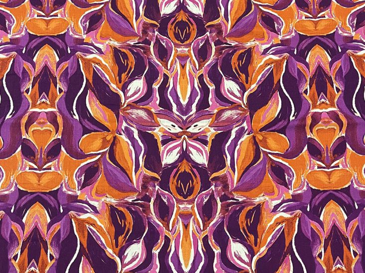 Flame Orchid Stretch Linen Rayon Print