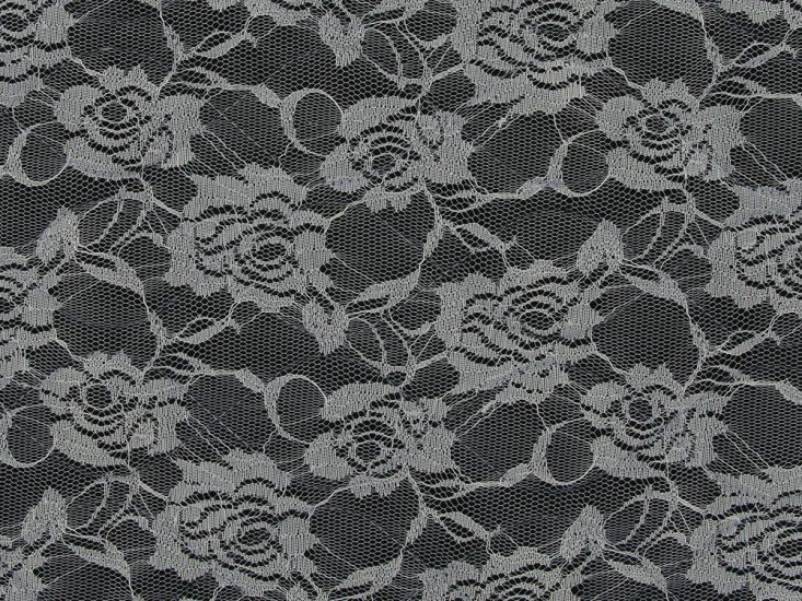 Fleece Backed Floral Lace, Grey