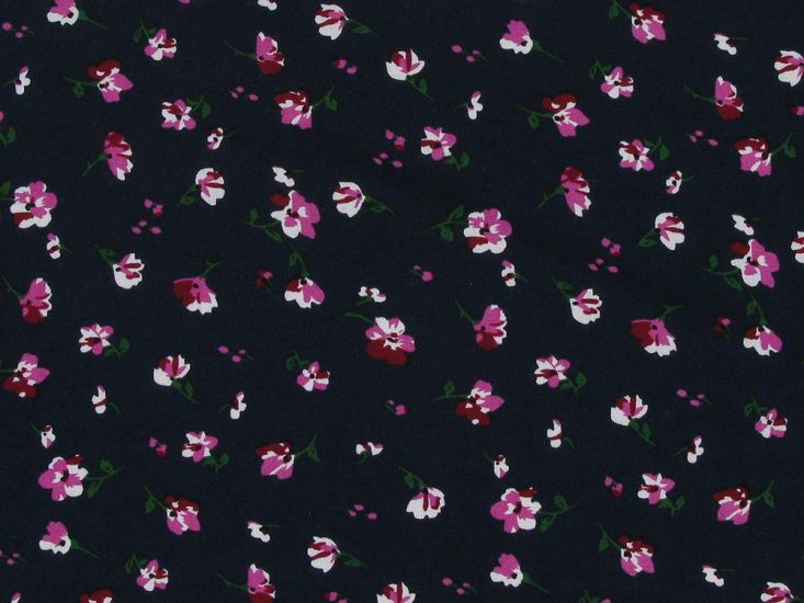 Floating Fleur Mist Viscose Print, Navy