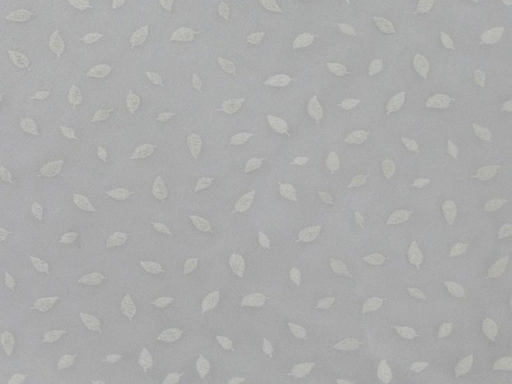 Flock Leaf Organza, White