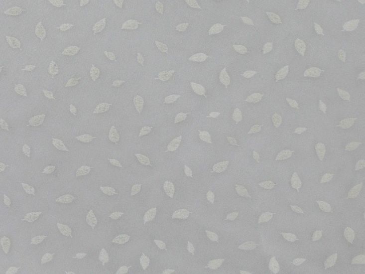 Flock Leaf Organza, White