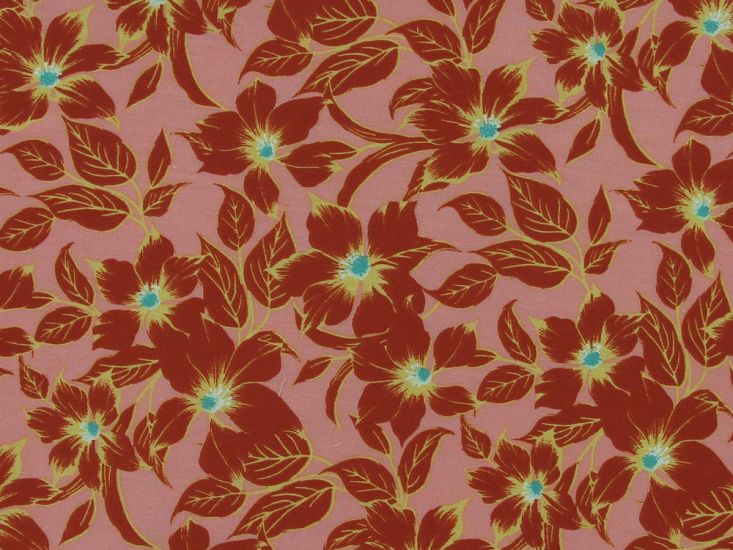 Floral Bloom Polycotton Print, Pink