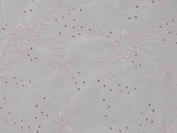 Floral Branches Embroidered Anglaise, Baby Pink