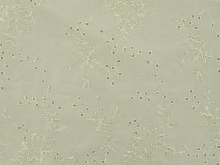 Floral Branches Embroidered Anglaise, Cream