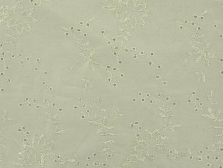 Floral Branches Embroidered Anglaise, Cream