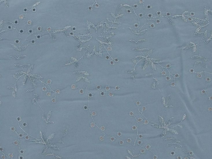 Floral Branches Embroidered Anglaise, Pale Blue