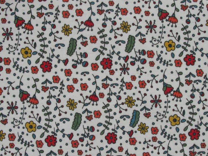 Floral Doodle Brushed Cotton Rich Winceyette, Ivory