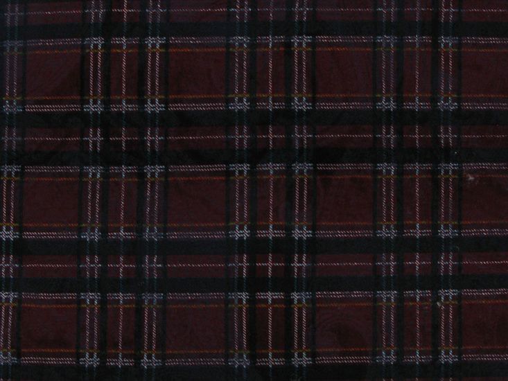 Floral Flock Tartan Polyviscose, Red