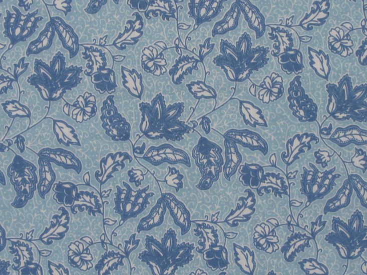 Floral Garden Retreat Polycotton Print, Blue