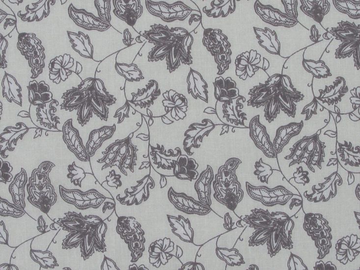 Floral Garden Retreat Polycotton Print, Grey