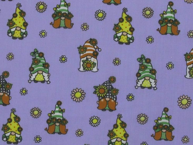 Floral Gonks Polycotton Print, Lavender