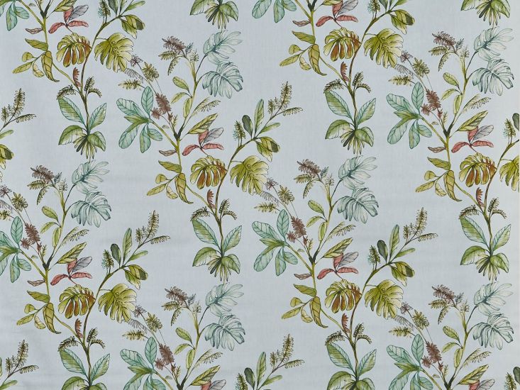 Floral Kew Cotton Curtain, Azure