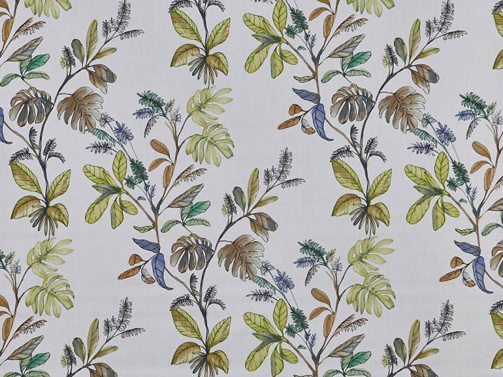 Floral Kew Cotton Curtain Fabric, Sapphire
