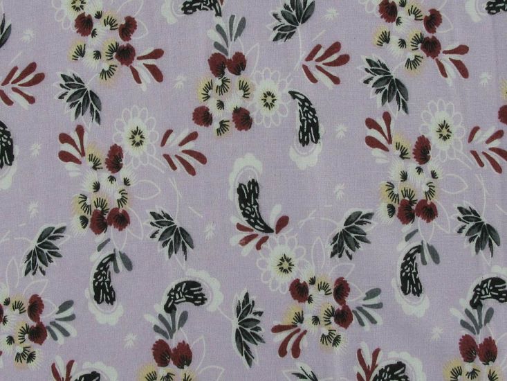 Floral Peacock Feather Viscose Print, Lilac