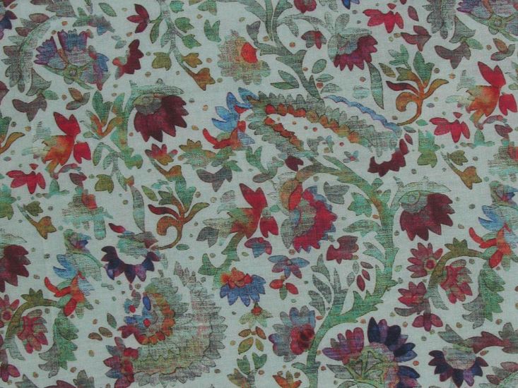 Floral Petunia Cotton Lawn Print, Mint