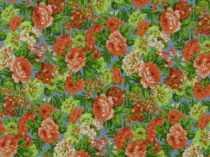 Floral Rose Field Cotton Poplin, Bright