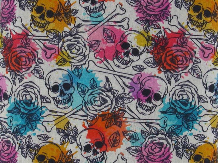 Floral Skull Cotton Poplin Print