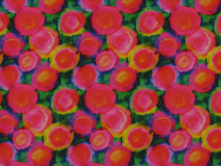 Floral Sorbet Printed Crystal Crepe, Green