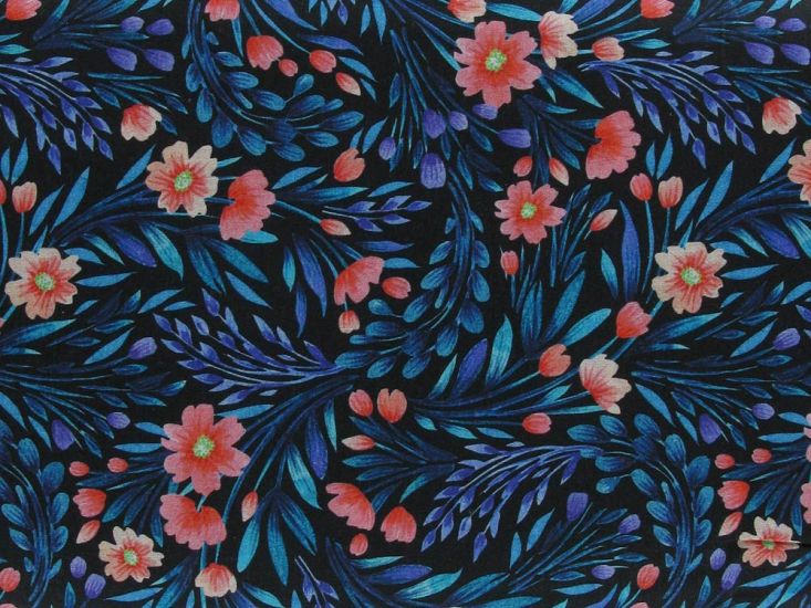 Floral Swirl Cotton Poplin Print