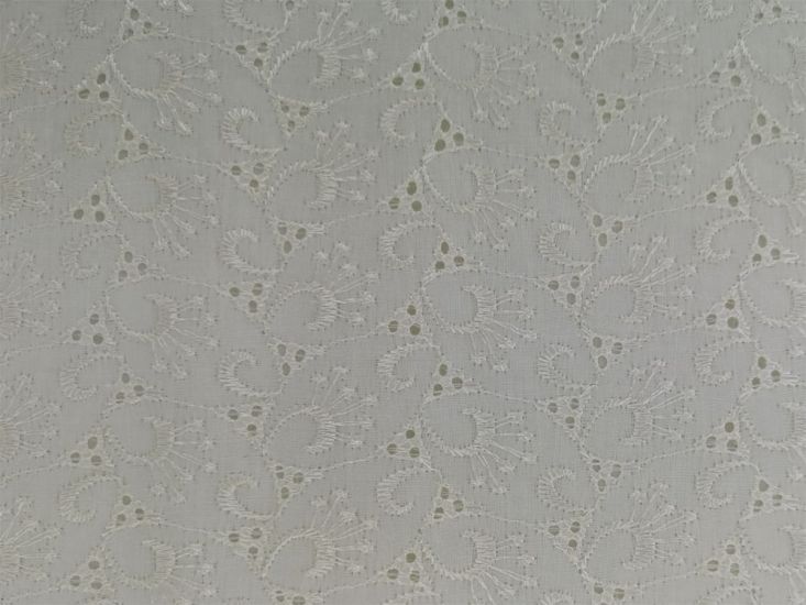 Floral Triange Cotton Rich Broderie Anglaise, Cream