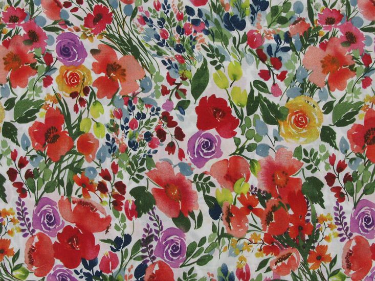 Floral Watercolour Pima Cotton Lawn