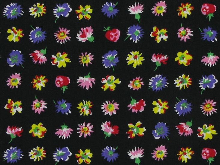 Fluttering Floral Cotton Poplin Print, Black