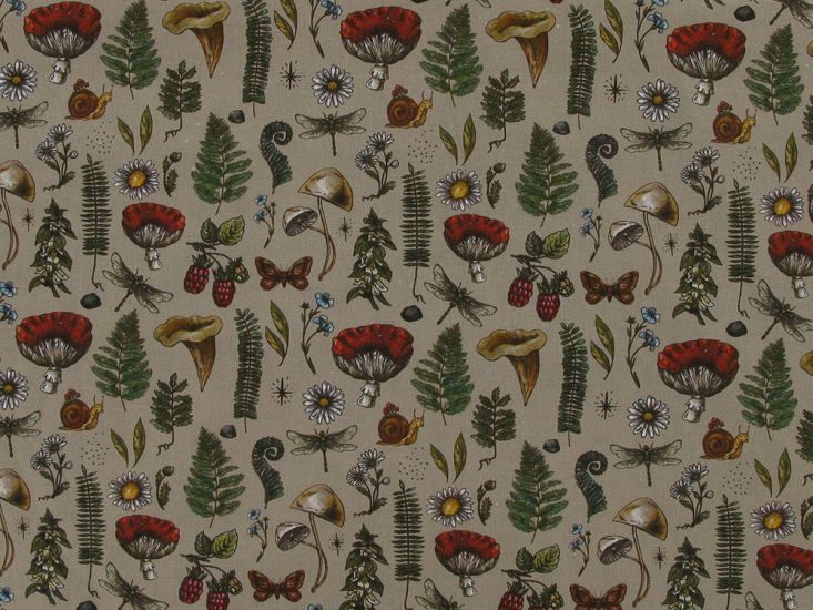 Forest Forager Cotton Print, Beige