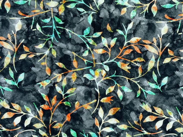 Forest Trail Batik Style Cotton Print, Midnight