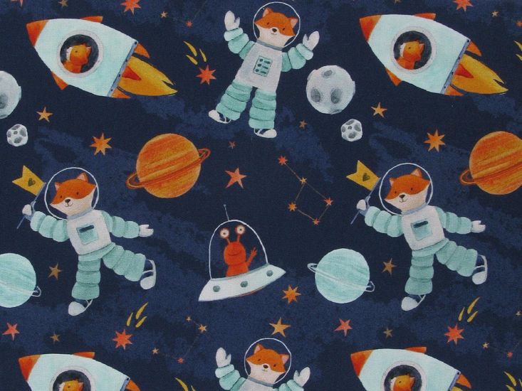 Fox Adventures Cotton Print, Space