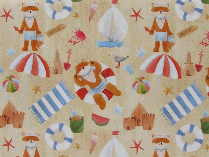 Fox Adventures Cotton Print, Beach