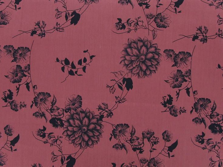 Garden Flutter Printed Cotton Twill, Rose