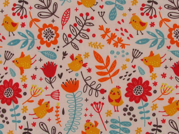 Garden Doodles Cotton Jersey Print, Cream