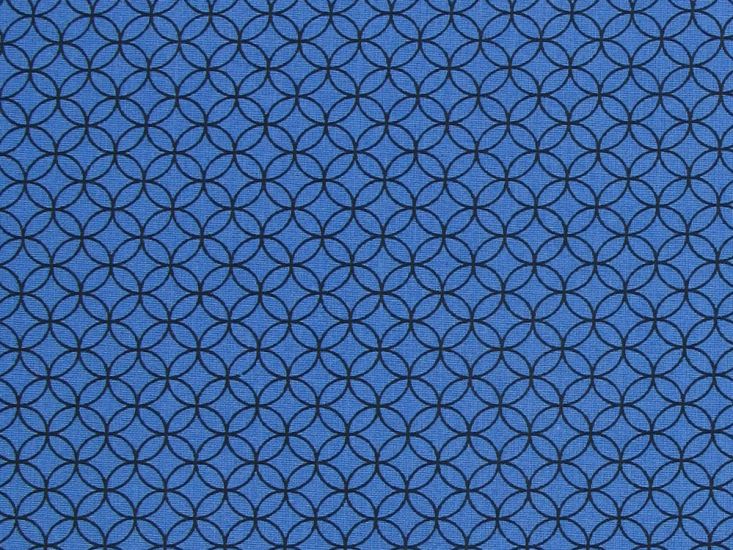 Geometric Circular Chain Cotton Print, Cobalt
