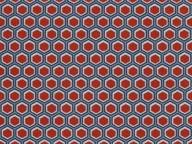Geometric Honeycomb Cotton Print, Red