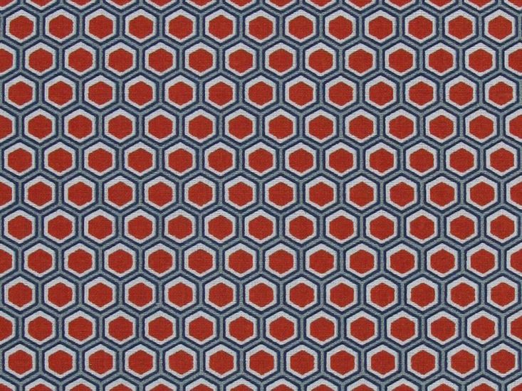 Geometric Honeycomb Cotton Print, Red