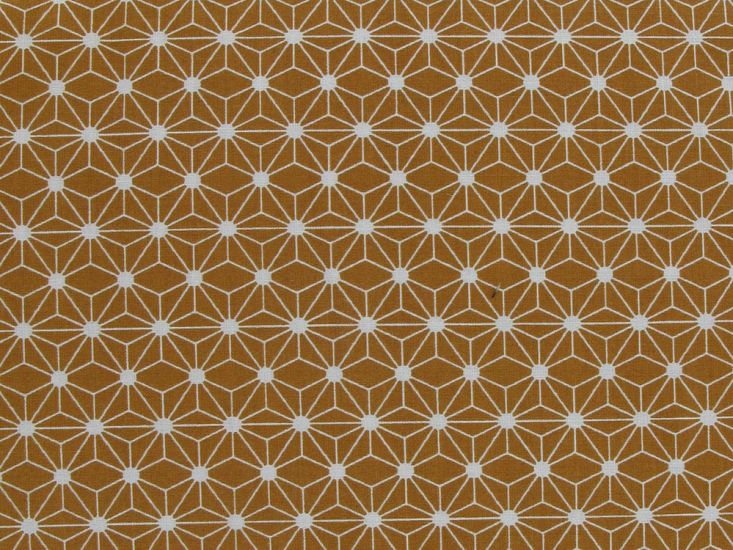 Geometric Mini Rose Cotton Print, Ginger