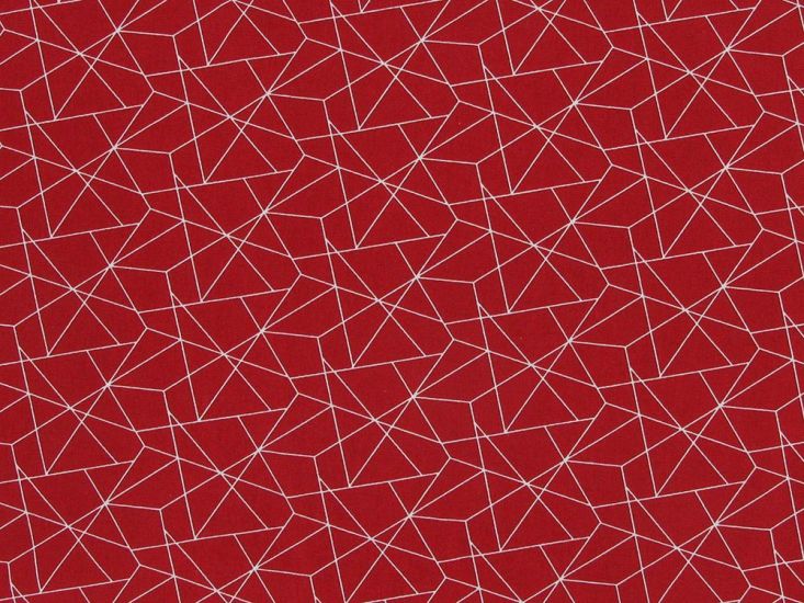 Geometric Origami Cotton Poplin, Red