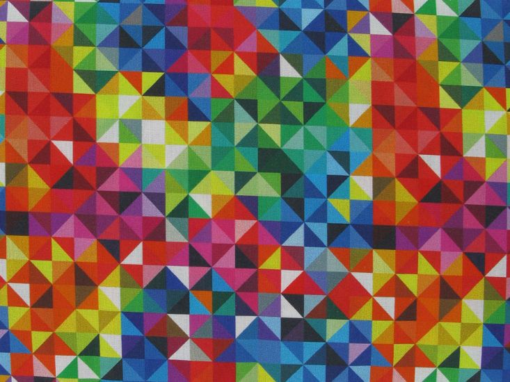 Geometric Rainbow Cotton Print, Multi