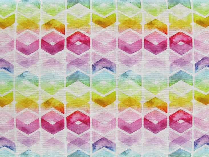 Geometric Rainbow Printed Linen Blend