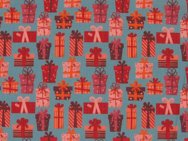 Gifting Season Polycotton Print, Blue