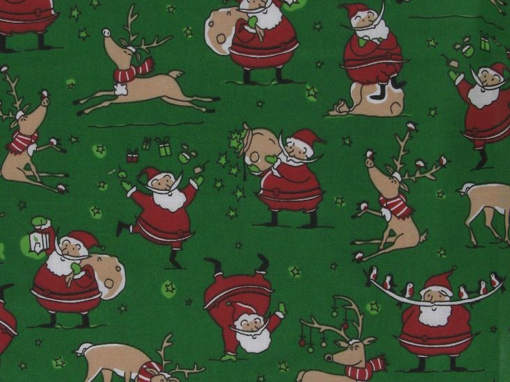 Gifts From Santa Polycotton Print, Green