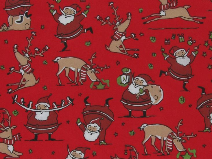 Gifts From Santa Polycotton Print, Red