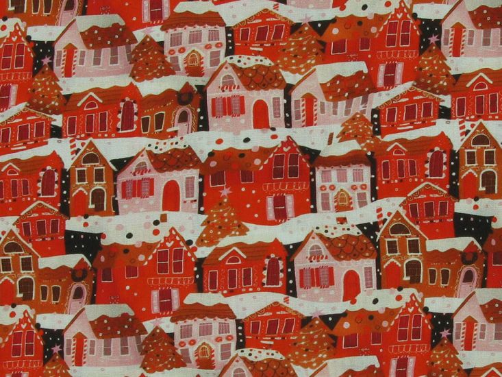 Gingerbread Lane Cotton Poplin Print
