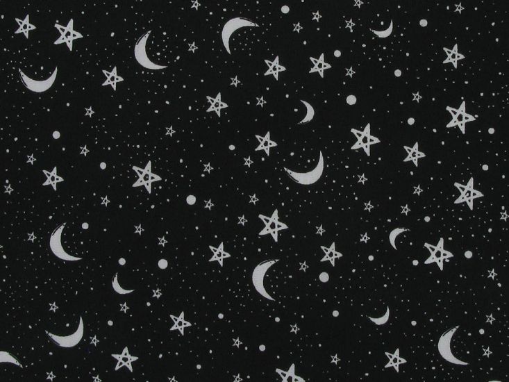 Goodnight Sky Polycotton Print, Black