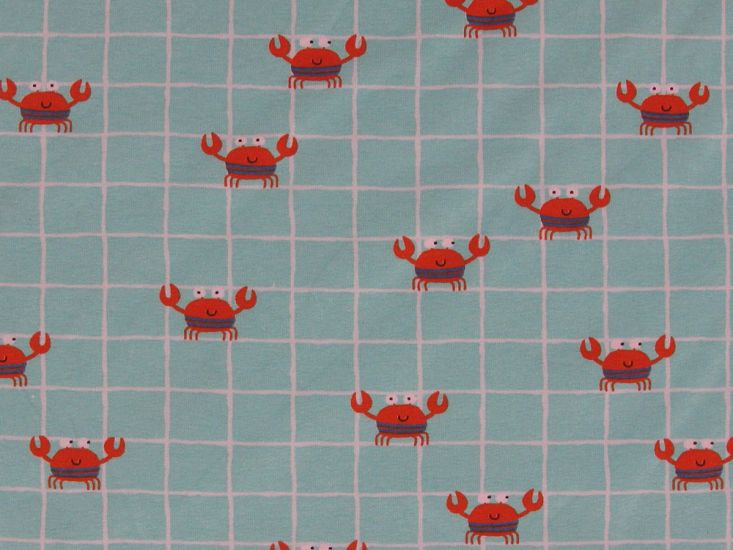 Graph Crab Cotton Jersey Print, Aqua