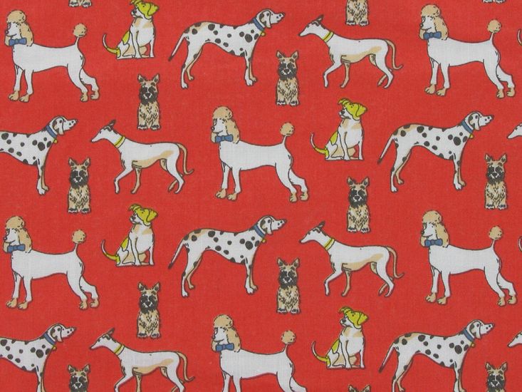 Groomed Dogs Polycotton Print, Red