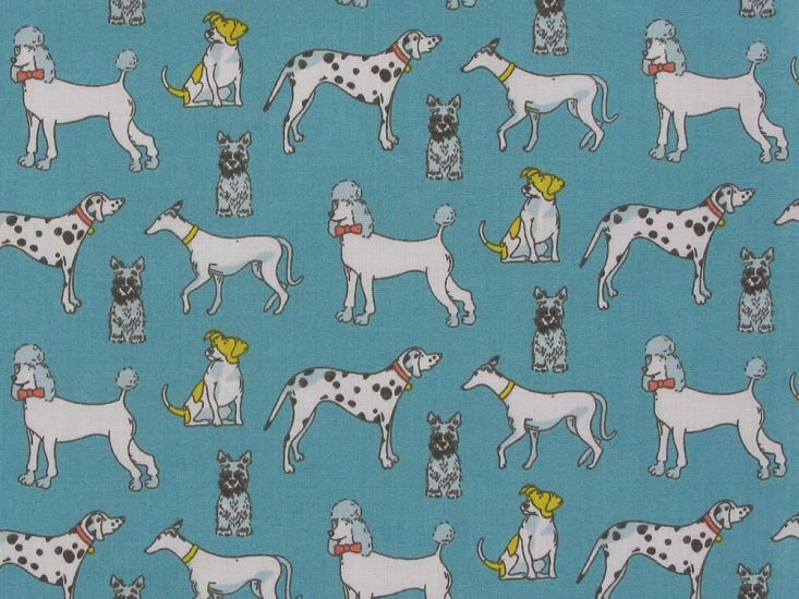 Groomed Dogs Polycotton Print, Turquoise